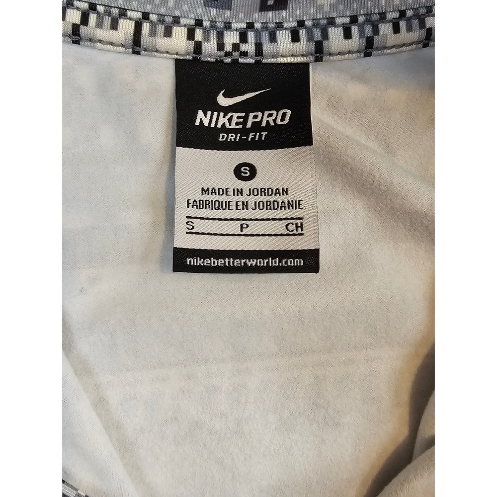 Nike Pro Dri-FIT Womens Small Half Zip Pullover Geometric Pixel Black White Gray - Picture 8 of 11